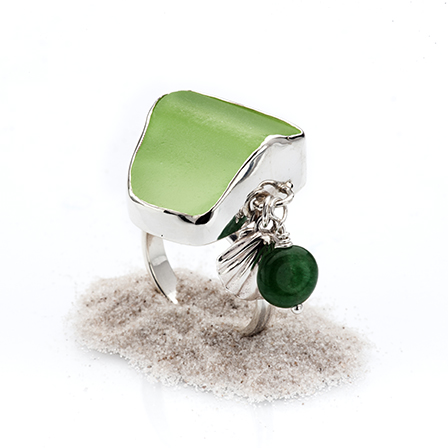 Ring silver sandslipat glas Anna Örnberg