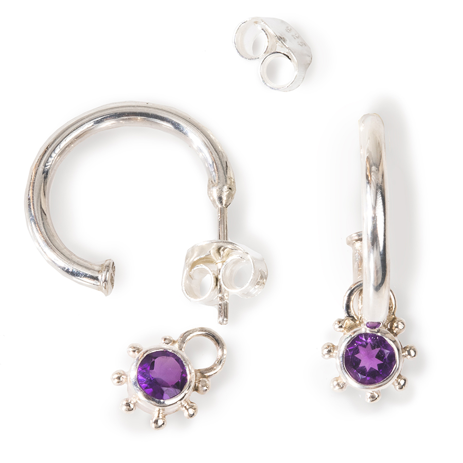 MINIPINI BLOMMA örringar ametist